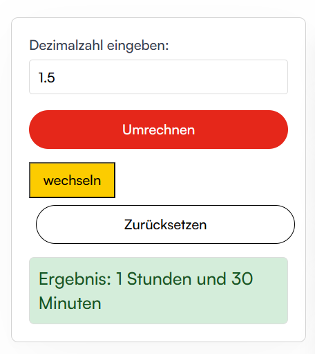Dezimalzahlen in stunden und minuten umrechnen