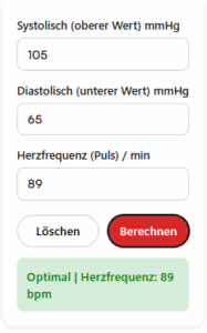 Blutdruckrechner mit Puls