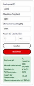 Uberstunden auszahlen lassen rechner