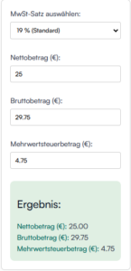 Mehrwertsteuer Rechner