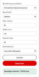 Kalorienrechner mahlzeit