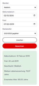 Lebenserwartung Rechner