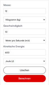 Kinetische Energie Rechner