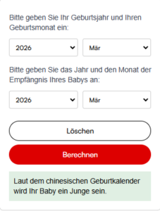 chinesischer kalender geschlecht rechner