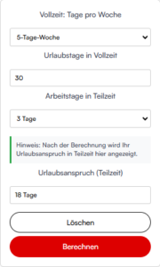 Urlaubstage Teilzeit Rechner