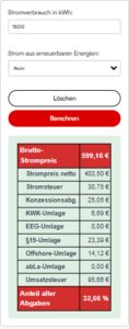 strompreis zusammensetzung rechner